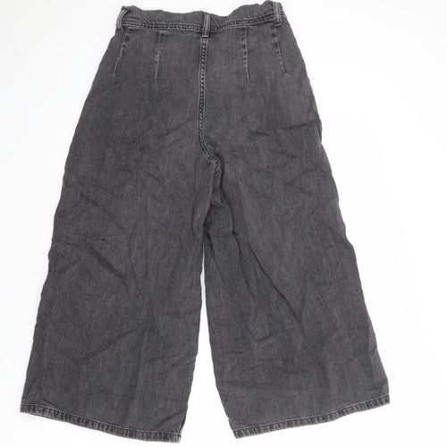 Topshop Womens Grey Cotton Wide-Leg Jeans Size 26 in Regular Zip