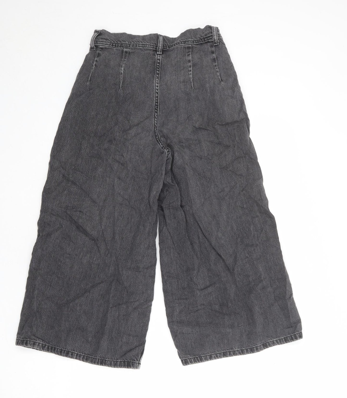 Topshop Womens Grey Cotton Wide-Leg Jeans Size 26 in Regular Zip