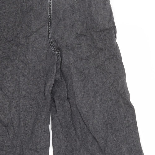 Topshop Womens Grey Cotton Wide-Leg Jeans Size 26 in Regular Zip