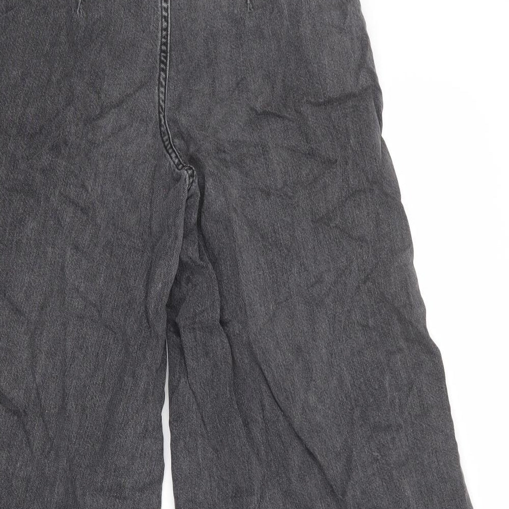 Topshop Womens Grey Cotton Wide-Leg Jeans Size 26 in Regular Zip