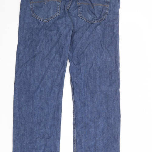 Blue Harbour Mens Blue Cotton Straight Jeans Size 34 in Regular Zip