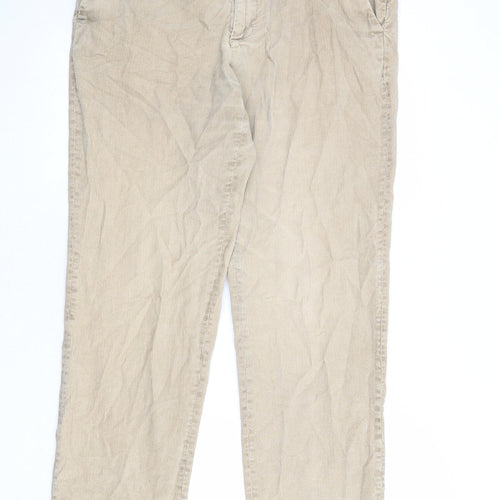 Marks and Spencer Mens Beige Cotton Chino Trousers Size 36 in Regular Zip