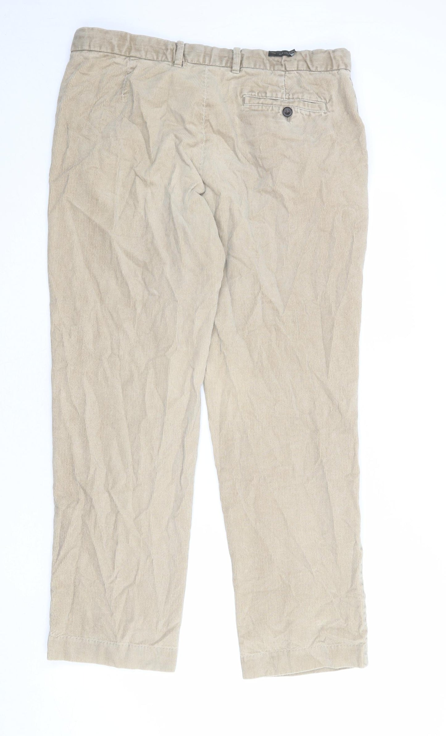 Marks and Spencer Mens Beige Cotton Chino Trousers Size 36 in Regular Zip