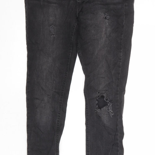 Dorothy Perkins Womens Grey Cotton Skinny Jeans Size 10 Regular Zip