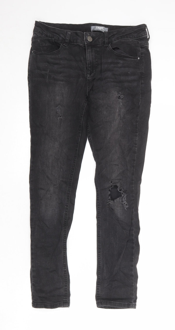 Dorothy Perkins Womens Grey Cotton Skinny Jeans Size 10 Regular Zip