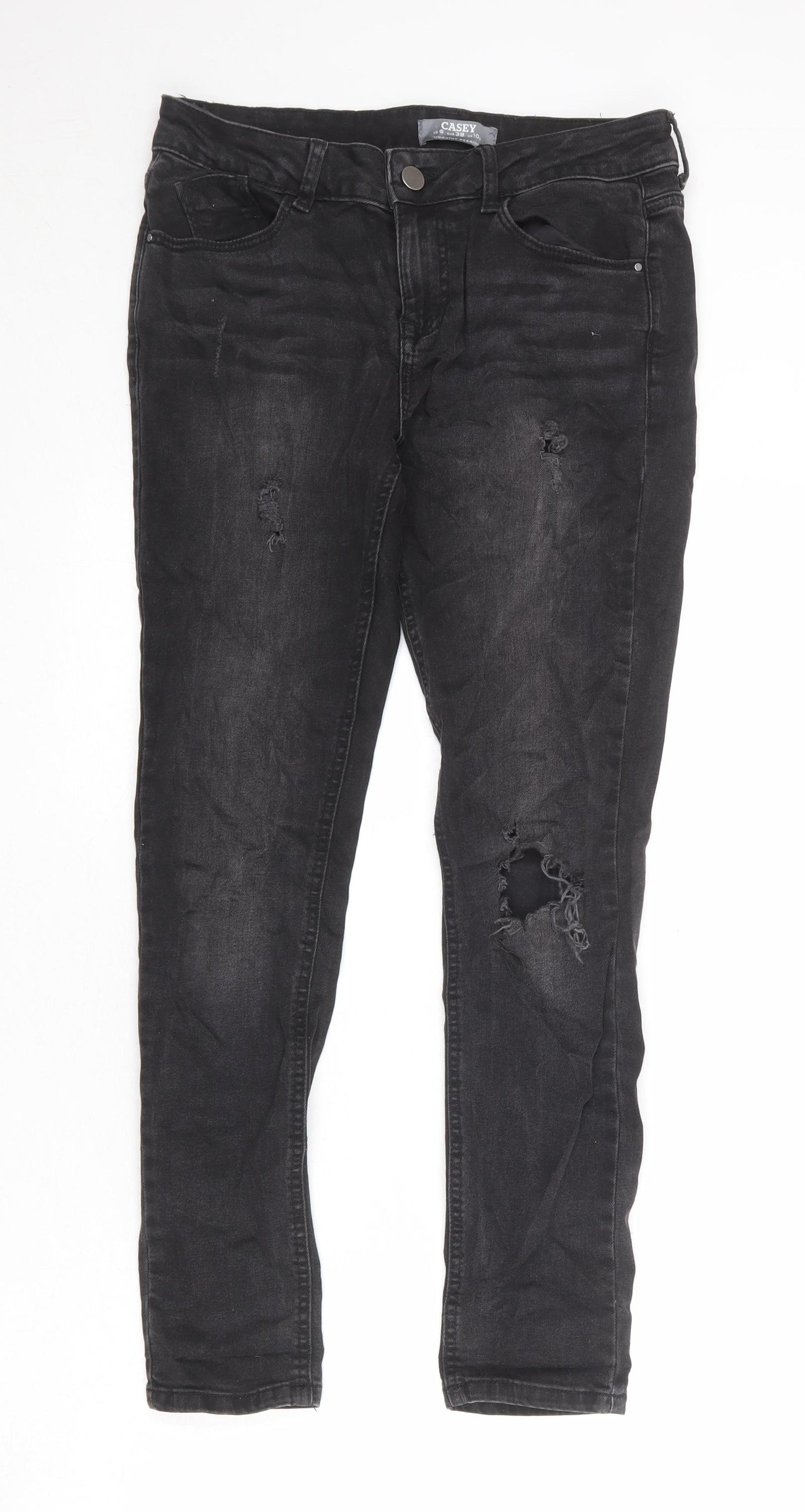 Dorothy Perkins Womens Grey Cotton Skinny Jeans Size 10 Regular Zip