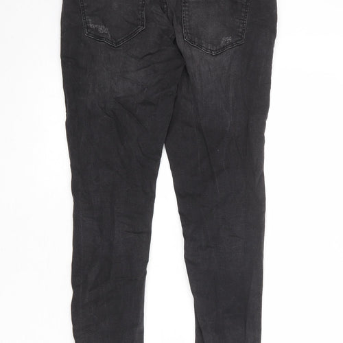 Dorothy Perkins Womens Grey Cotton Skinny Jeans Size 10 Regular Zip