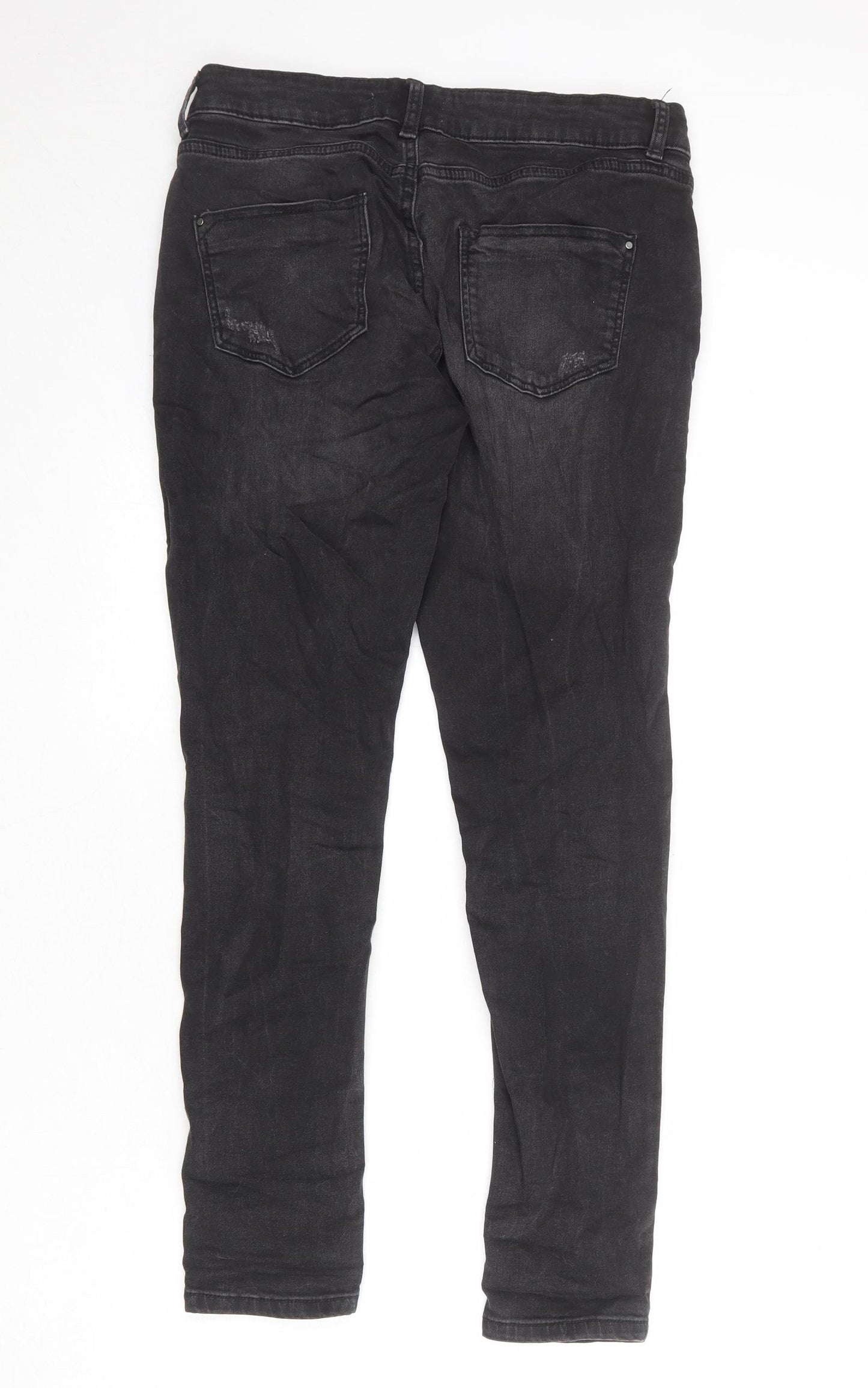 Dorothy Perkins Womens Grey Cotton Skinny Jeans Size 10 Regular Zip