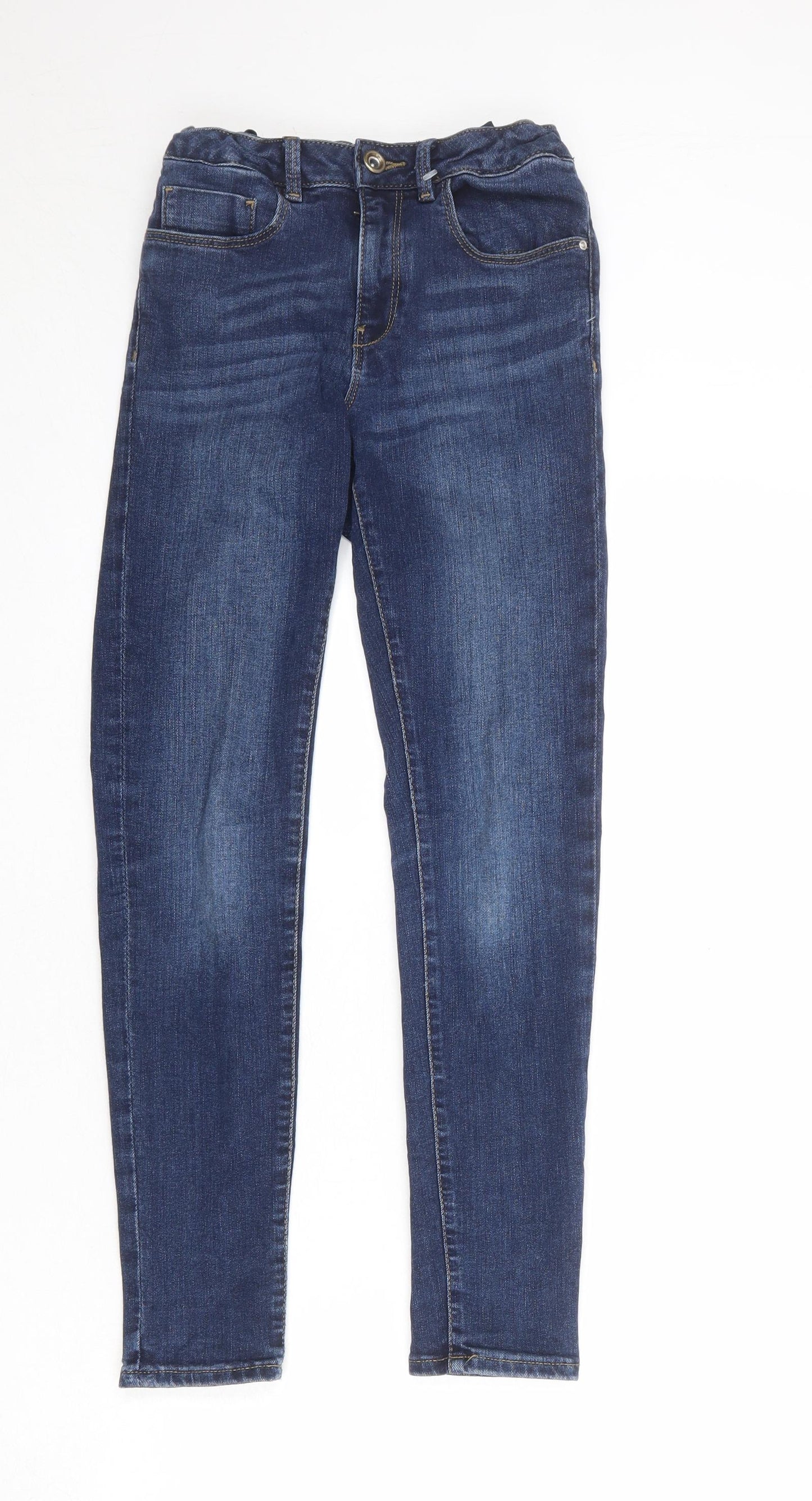 Zara Boys Blue Cotton Skinny Jeans Size 11-12 Years Regular Zip