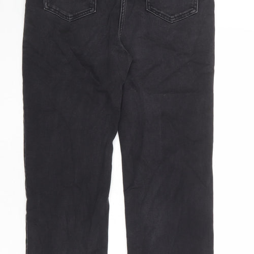 Per Una Womens Black Cotton Straight Jeans Size 14 Regular Zip