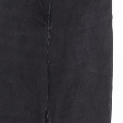 Per Una Womens Black Cotton Straight Jeans Size 14 Regular Zip