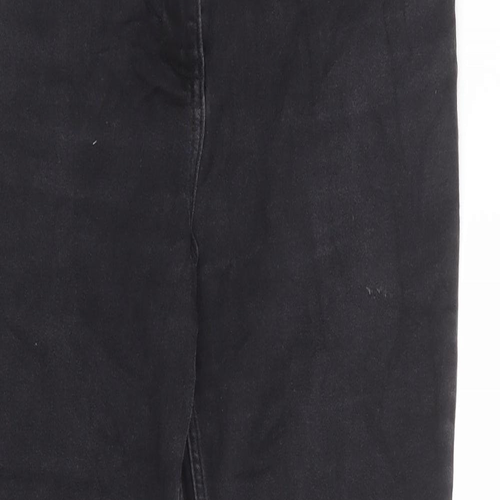 Per Una Womens Black Cotton Straight Jeans Size 14 Regular Zip