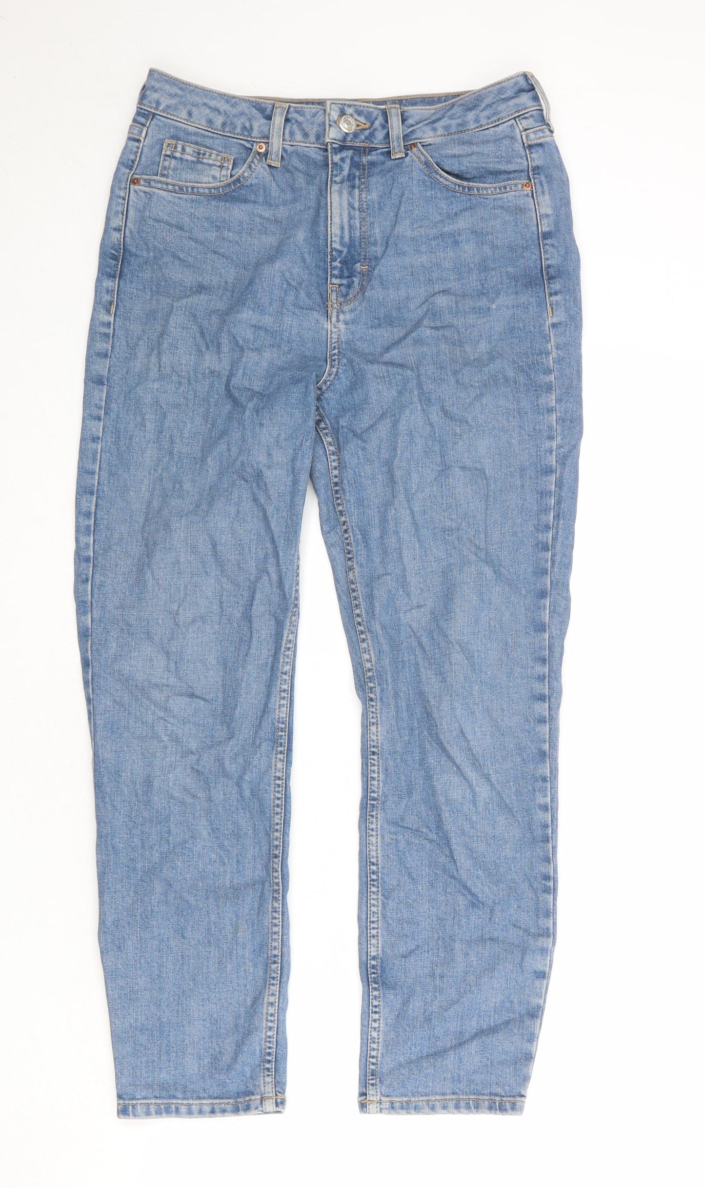 Topshop Womens Blue Cotton Mom Jeans Size 28 in Regular Zip