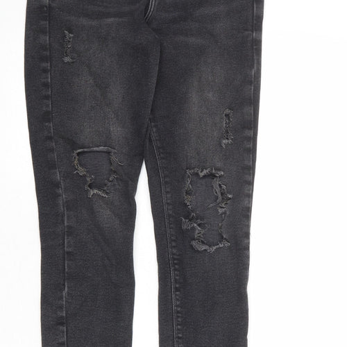Topshop Womens Grey Cotton Skinny Jeans Size 12 Regular Zip