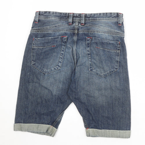 NEXT Mens Blue Cotton Chino Shorts Size 34 in Regular Zip