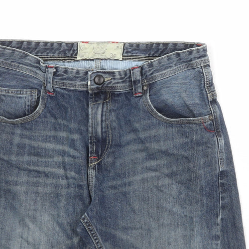 NEXT Mens Blue Cotton Chino Shorts Size 34 in Regular Zip