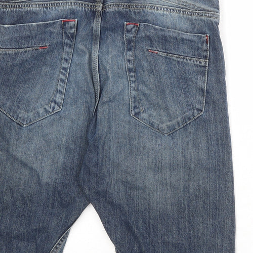NEXT Mens Blue Cotton Chino Shorts Size 34 in Regular Zip