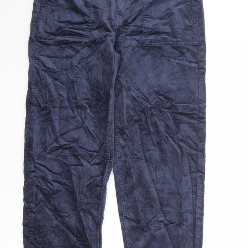 Per Una Womens Blue Cotton Trousers Size 10 Regular Zip