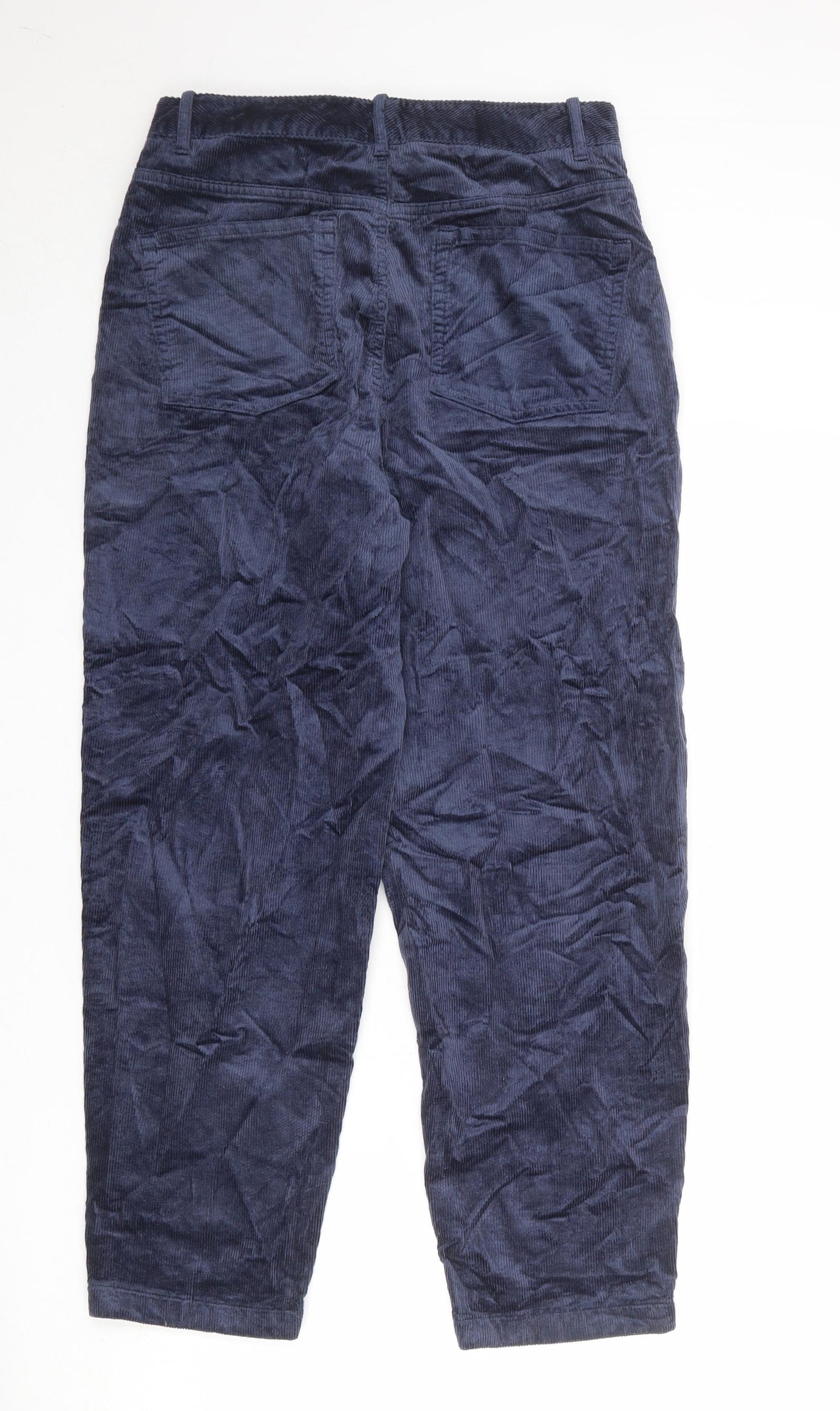 Per Una Womens Blue Cotton Trousers Size 10 Regular Zip