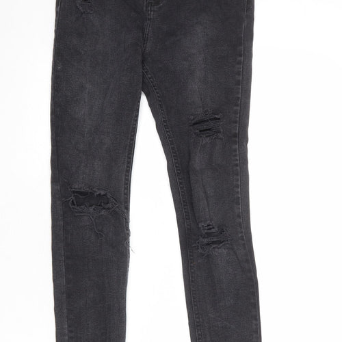 New Look Womens Grey Cotton Skinny Jeans Size 12 Regular Zip
