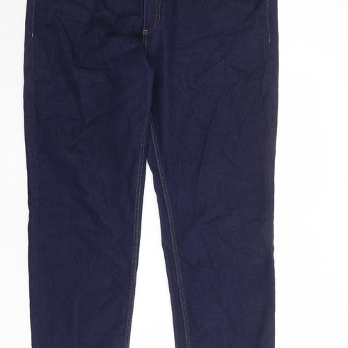 Marks and Spencer Womens Blue Cotton Straight Jeans Size 20 Regular Zip