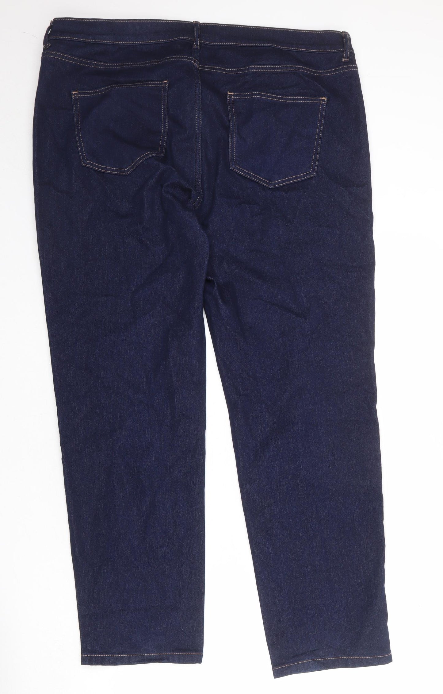 Marks and Spencer Womens Blue Cotton Straight Jeans Size 20 Regular Zip