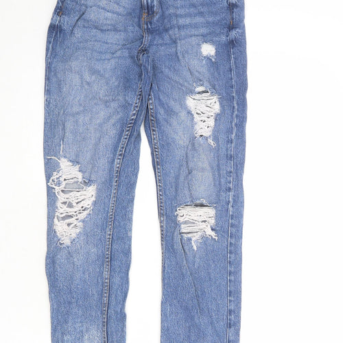 Denim & Co. Womens Blue Cotton Straight Jeans Size 6 Regular Zip