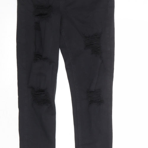 Topshop Womens Black Cotton Skinny Jeans Size 28 in Regular Zip