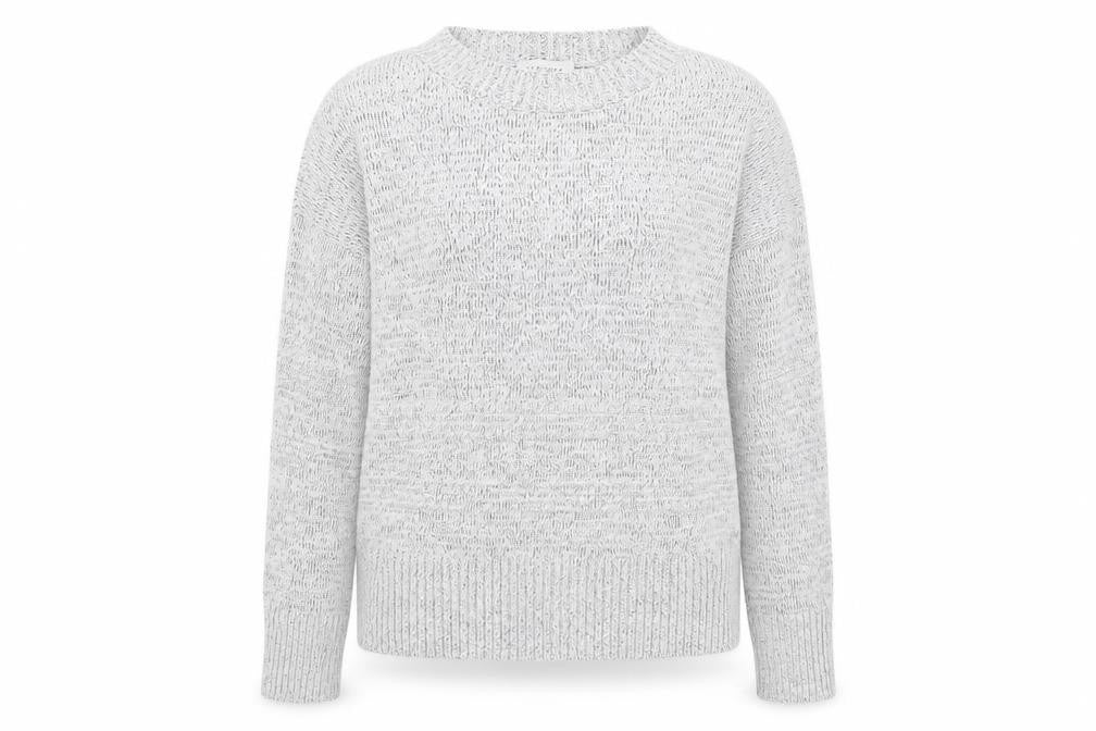 Front view of Topshop women’s grey round neck acrylic jumper, size S