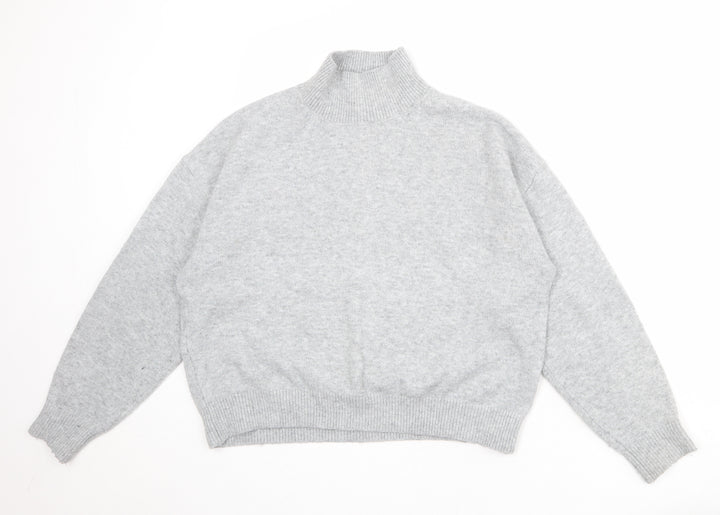 H&M Womens Grey High Neck Polyester Pullover Jumper Size M