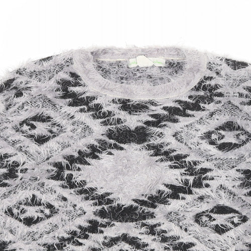 Staring at Stars Womens Grey Round Neck Geometric Nylon Pullover Jumper Size M