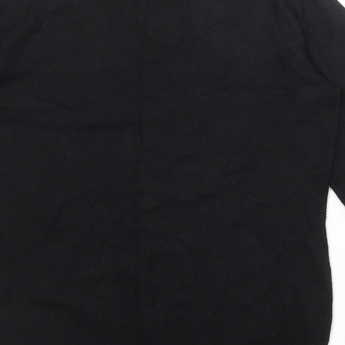 Wallis Womens Black Round Neck Geometric Viscose Pullover Jumper Size 10