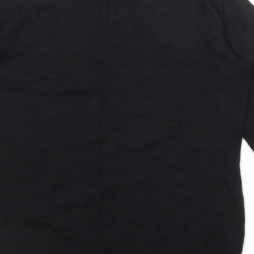 Wallis Womens Black Round Neck Geometric Viscose Pullover Jumper Size 10
