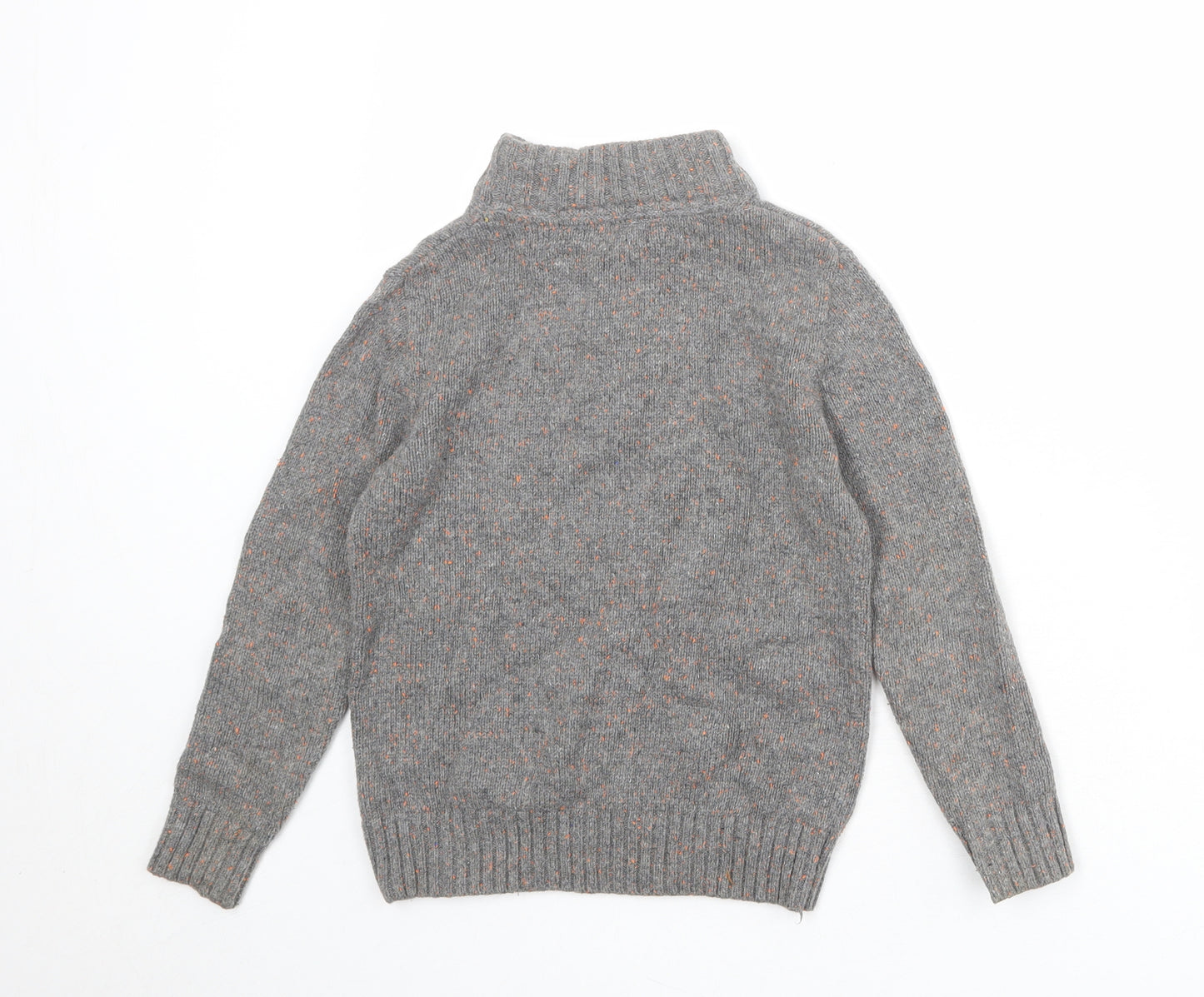 Gap Boys Grey High Neck Cotton Henley Jumper Size 6-7 Years Button