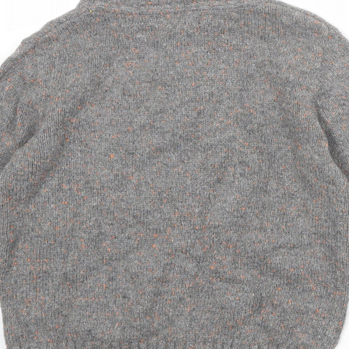 Gap Boys Grey High Neck Cotton Henley Jumper Size 6-7 Years Button