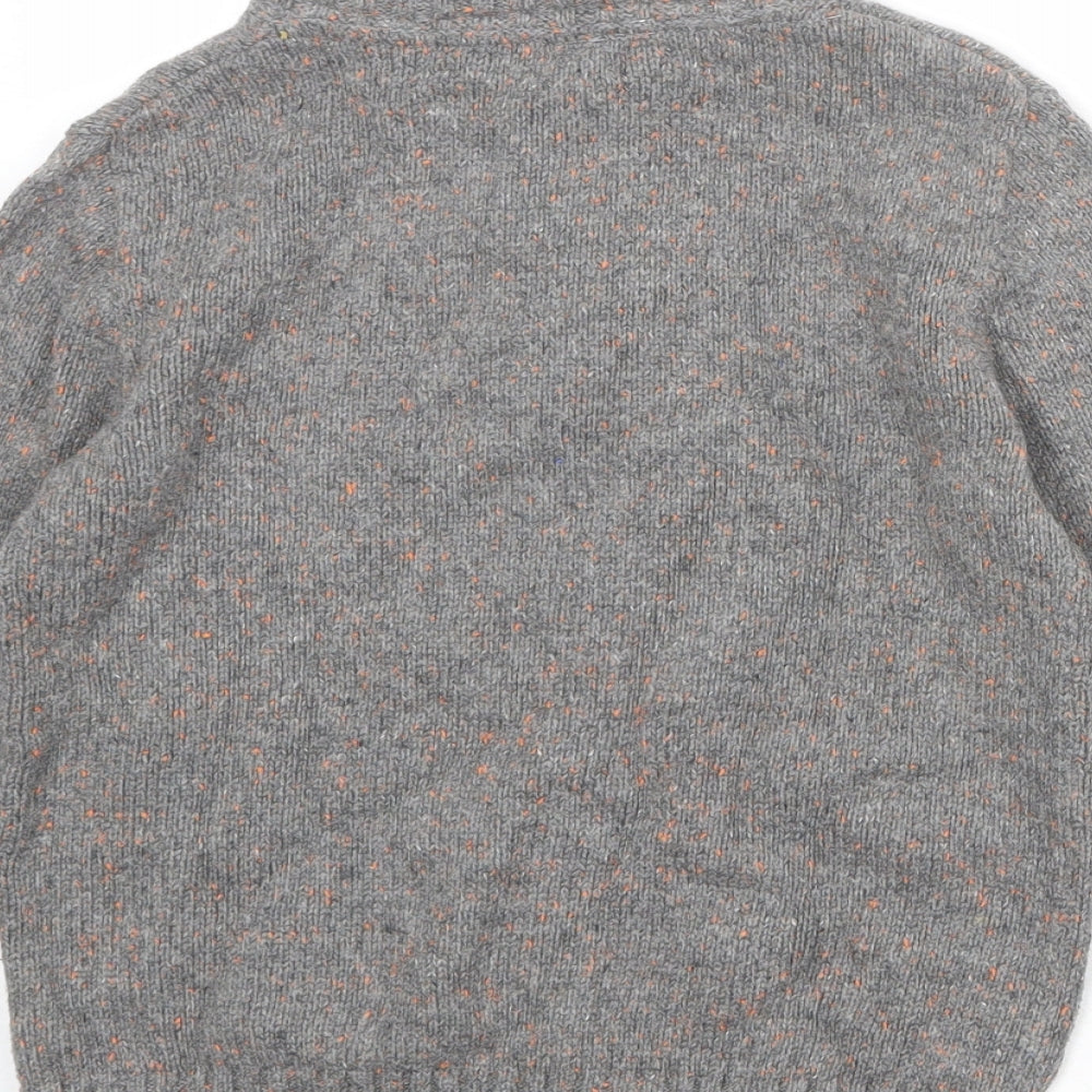 Gap Boys Grey High Neck Cotton Henley Jumper Size 6-7 Years Button