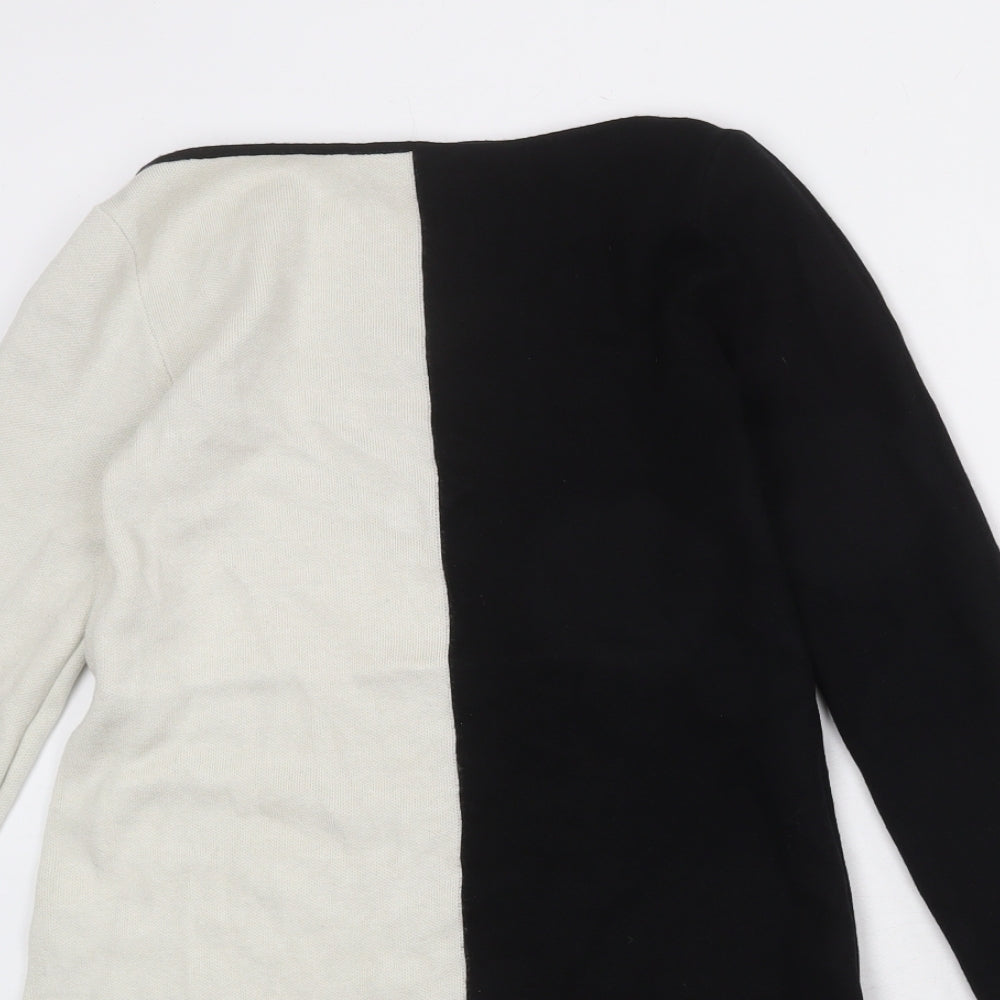 Zara Womens Black Colourblock Viscose Shift Size S Boat Neck Pullover - Slash Neck