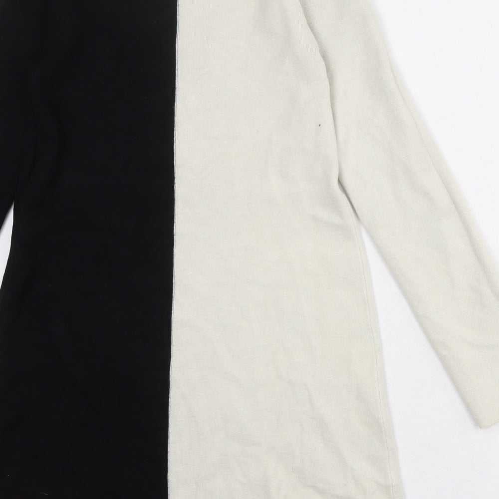 Zara Womens Black Colourblock Viscose Shift Size S Boat Neck Pullover - Slash Neck