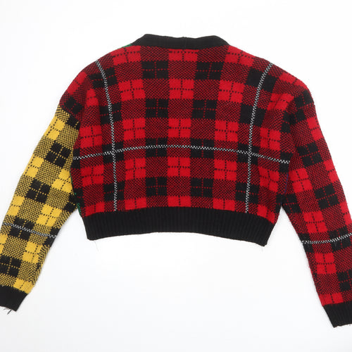 Urban Outfitters Womens Multicoloured V-Neck Plaid Acrylic Cardigan Jumper Size M