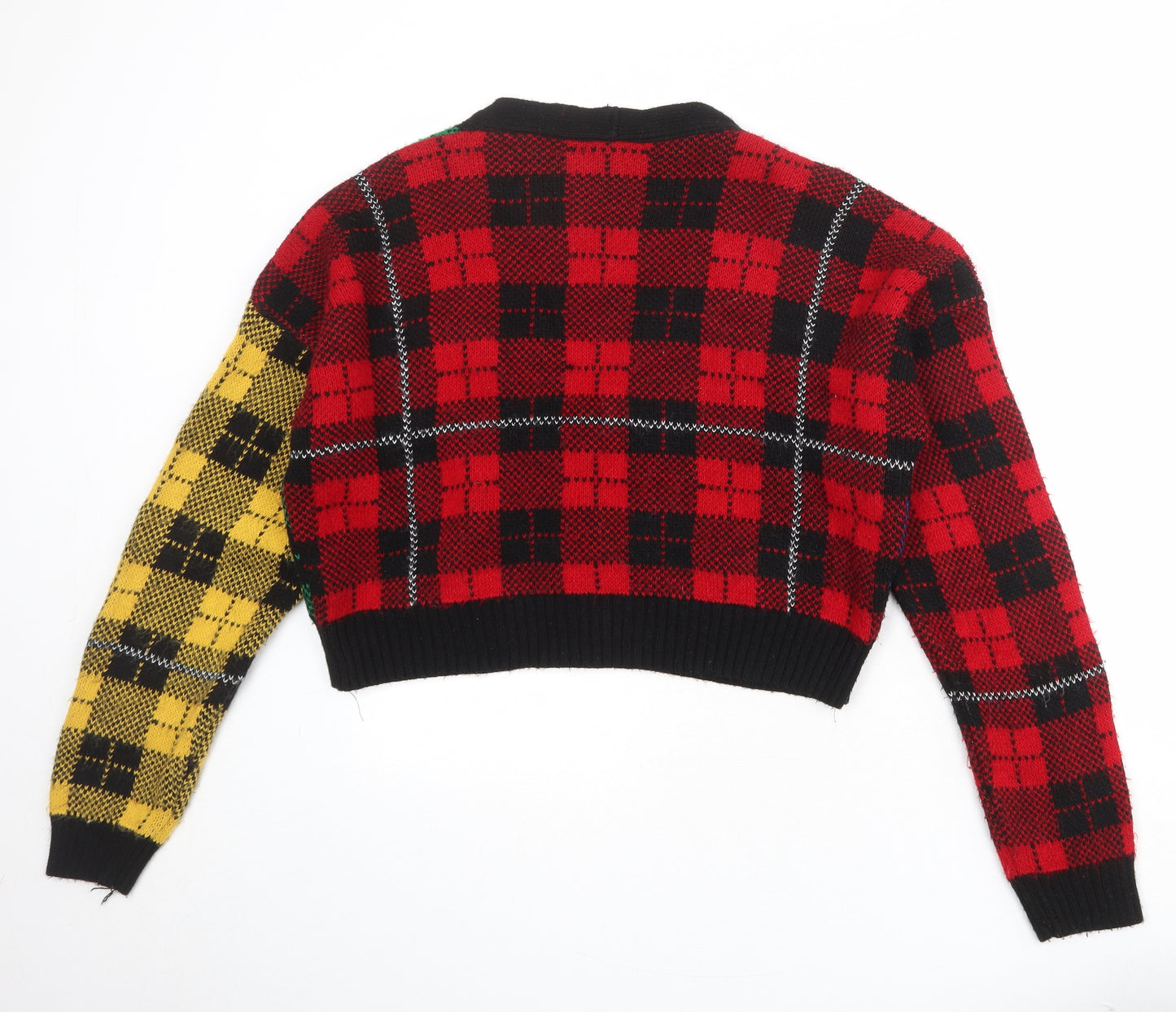 Urban Outfitters Womens Multicoloured V-Neck Plaid Acrylic Cardigan Jumper Size M