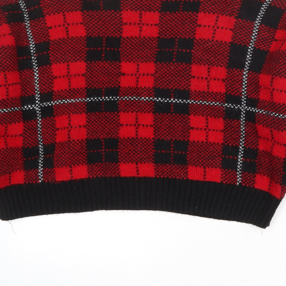 Urban Outfitters Womens Multicoloured V-Neck Plaid Acrylic Cardigan Jumper Size M