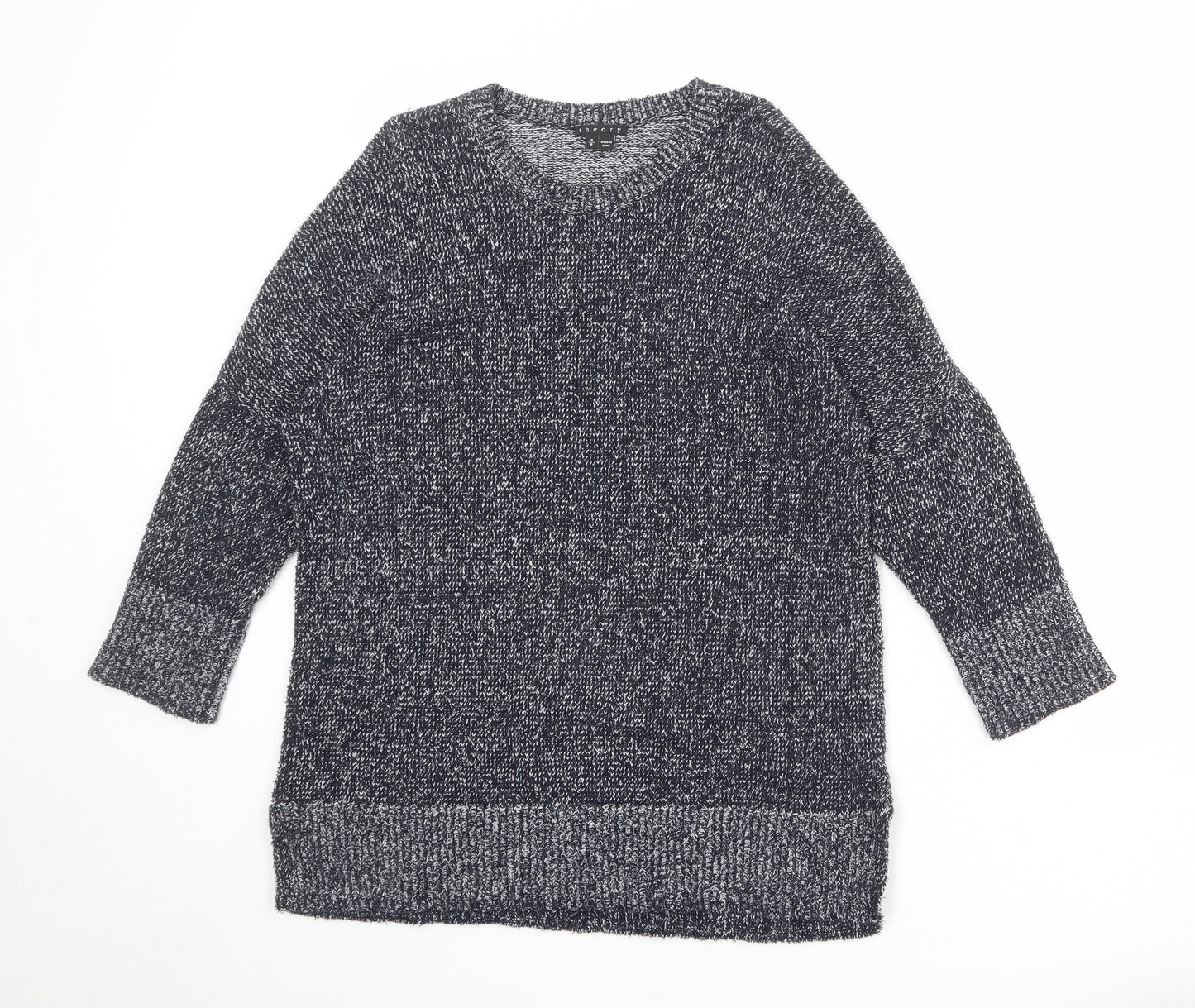 Theory Womens Blue Round Neck Cotton Pullover Jumper Size S