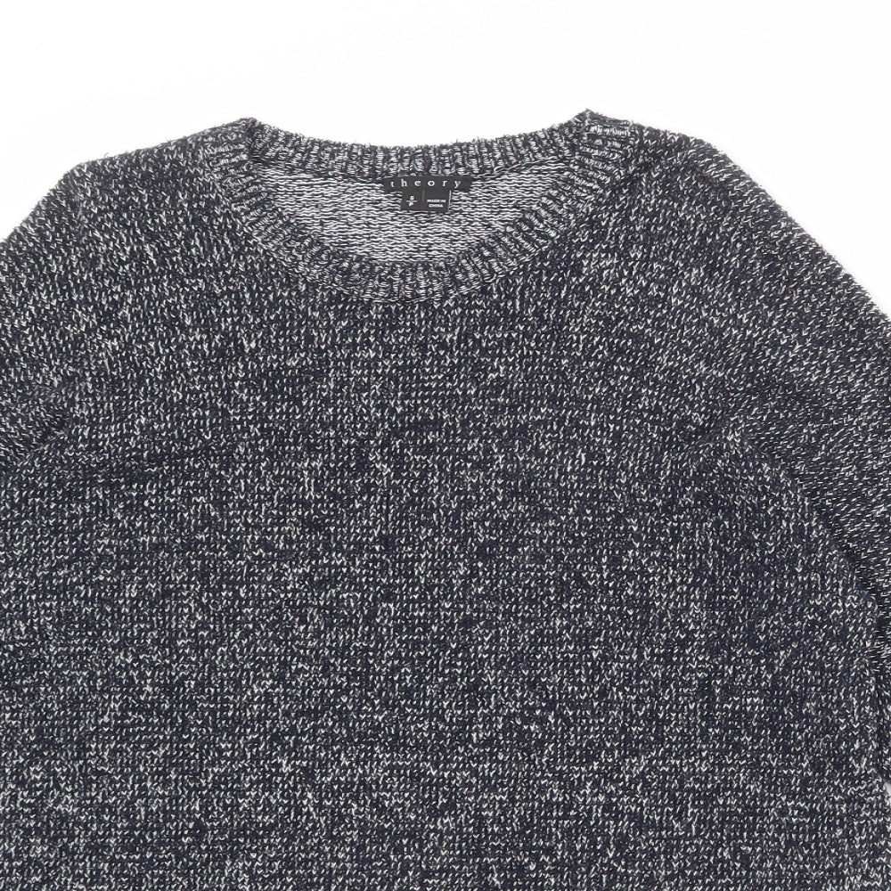 Theory Womens Blue Round Neck Cotton Pullover Jumper Size S