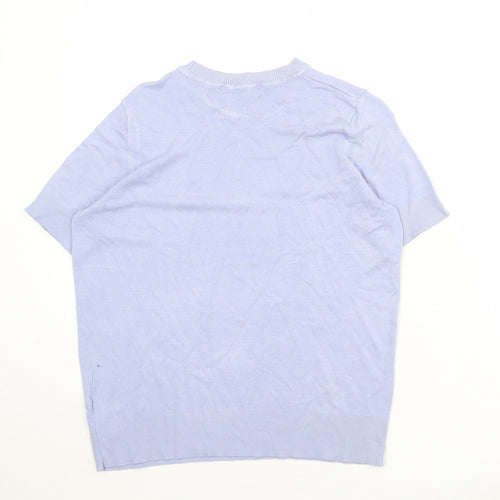 Marks and Spencer Womens Blue Round Neck Viscose Pullover Jumper Size 10