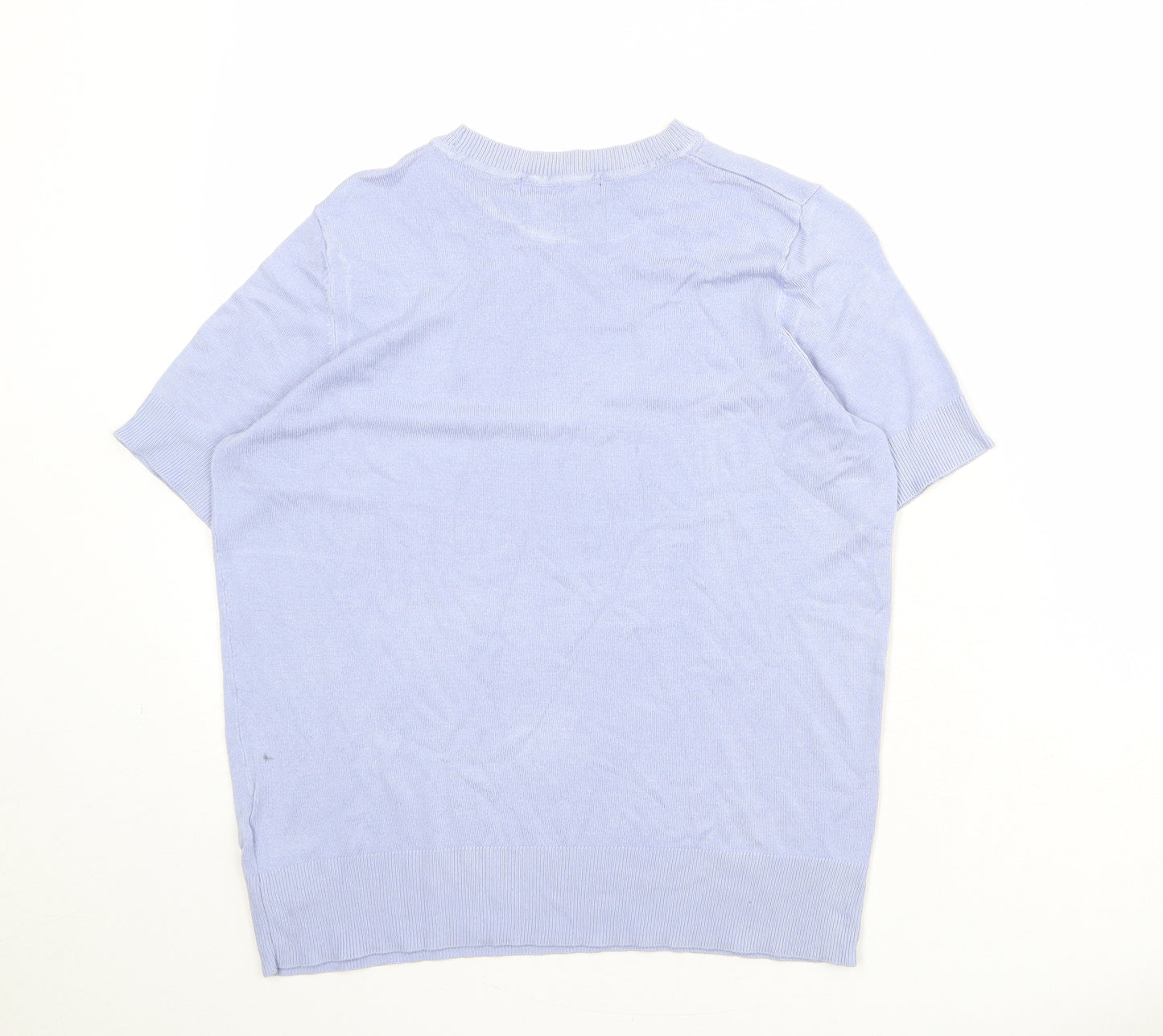 Marks and Spencer Womens Blue Round Neck Viscose Pullover Jumper Size 10