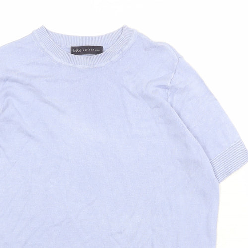 Marks and Spencer Womens Blue Round Neck Viscose Pullover Jumper Size 10