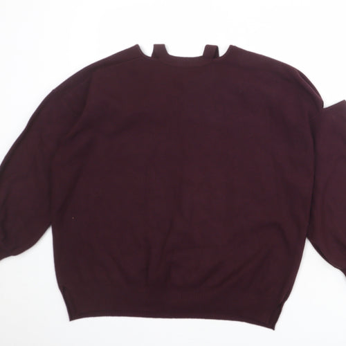 River Island Womens Red V-Neck Acrylic Pullover Jumper Size S - Cut out Detail