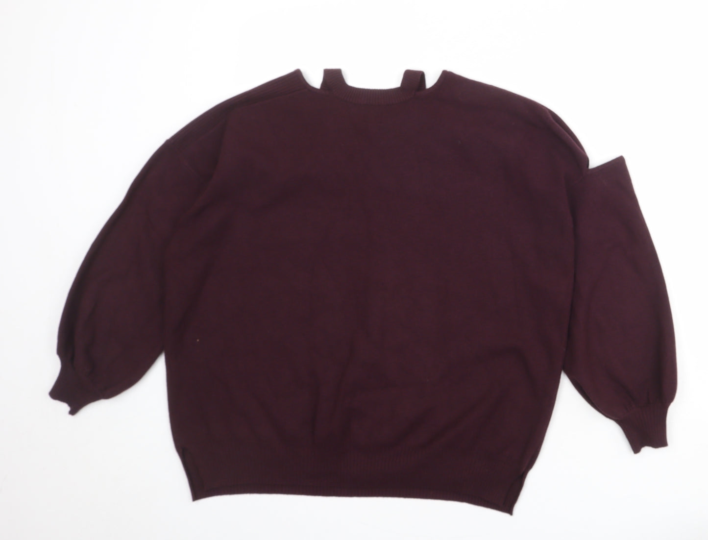 River Island Womens Red V-Neck Acrylic Pullover Jumper Size S - Cut out Detail