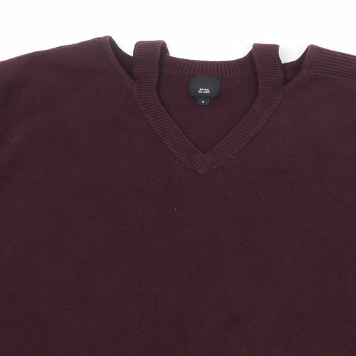 River Island Womens Red V-Neck Acrylic Pullover Jumper Size S - Cut out Detail