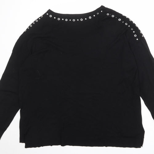 Bonmarché Womens Black Round Neck Viscose Pullover Jumper Size 20